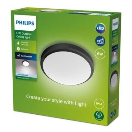 Philips - LED Vannas istabas griestu gaismeklis LED/6W/230V 4000K IP54 melns