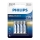 Philips LR03E4B/10 - 4 gab Alkaline baterija AAA ULTRA ALKALINE 1,5V 1250mAh