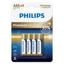 Philips LR03M4B/10 - 4 gab Alkaline baterija AAA PREMIUM ALKALINE 1,5V 1320mAh