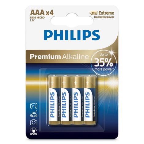 Philips LR03M4B/10 - 4 gab Alkaline baterija AAA PREMIUM ALKALINE 1,5V