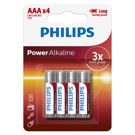 Philips LR03P4B/10 - 4 gab Alkaline baterija AAA POWER ALKALINE 1,5V