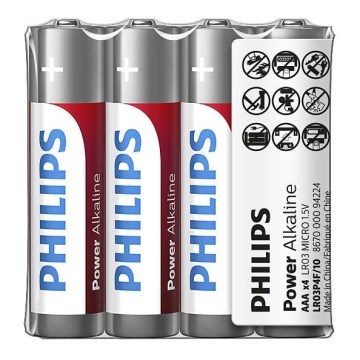 Philips LR03P4F/10 - 4 gab Alkaline baterija AAA POWER ALKALINE 1,5V 1150mAh