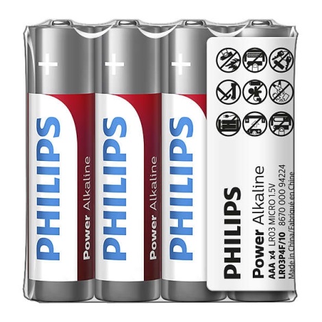 Philips LR03P4F/10 - 4 gab Alkaline baterija AAA POWER ALKALINE 1,5V