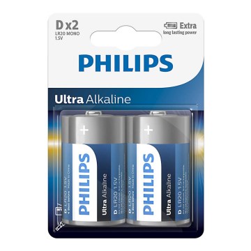 Philips LR20E2B/10 - 2 gab Alkaline baterija D ULTRA ALKALINE 1,5V 15000mAh