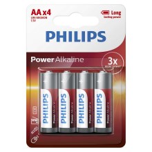 Philips LR6P4B/10 - 4 gab Alkaline baterijas AA POWER ALKALINE 1,5V 2600mAh