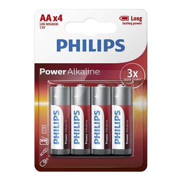 Philips LR6P4B/10 - 4 gab Alkaline baterijas AA POWER ALKALINE 1,5V