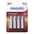 Philips LR6P4B/10 - 4 gab Sārma baterijas AA POWER ALKALINE 1,5V 2600mAh