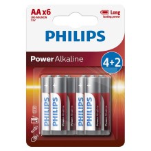Philips LR6P6BP/10 - 6 gab Alkaline baterija AA POWER ALKALINE 1,5V 2600mAhV