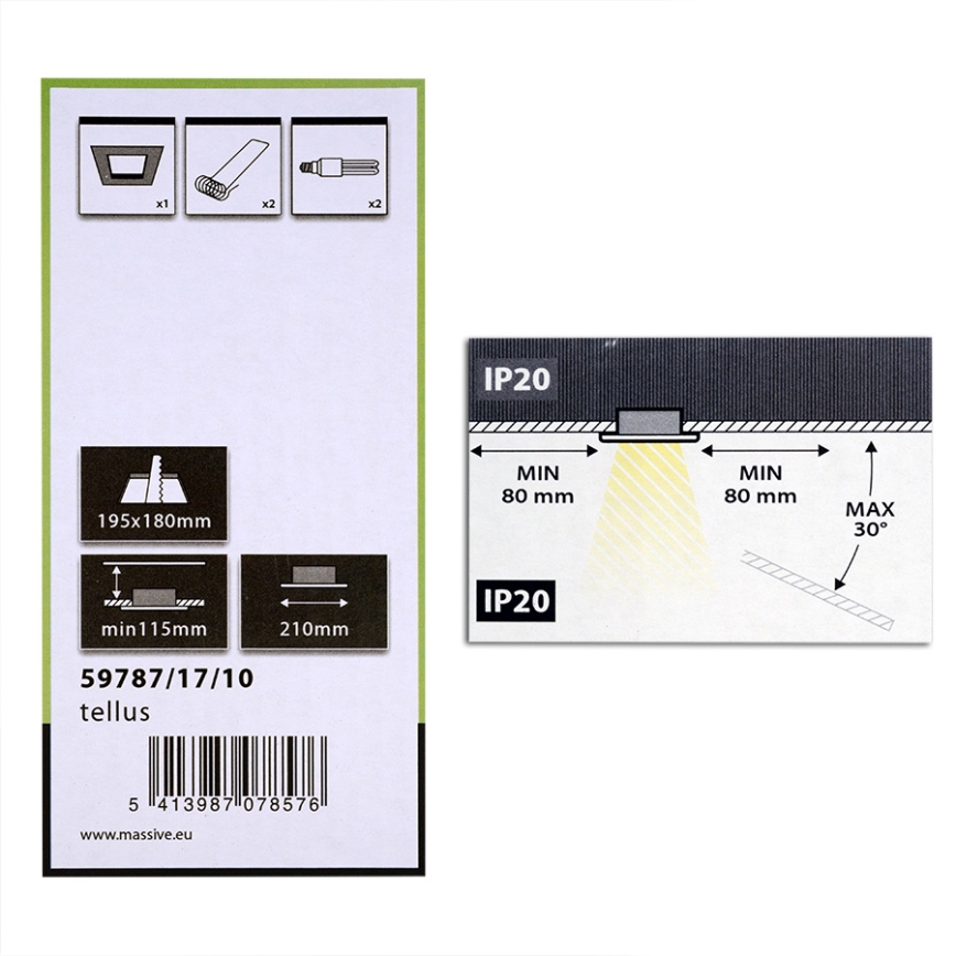 Philips Massive 59787/17/10 - Iegremdējama lampa TELLUS 2xE27/23W/230V