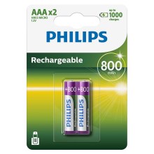 Philips R03B2A80/10 - 2 gab Uzlādējama baterija AAA MULTILIFE NiMH/1,2V/800 mAh