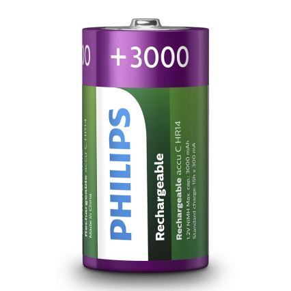 Philips R14B2A300/10 - 2 gab Uzlādējamas baterijas C MULTILIFE NiMH/1,2V/3000 mAh