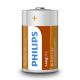 Philips R20L2F/10 - 2 gab  Cinka hlorīda baterija D LONGLIFE 1,5V