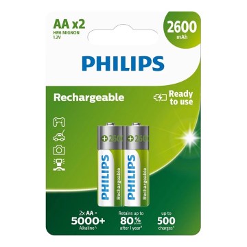 Philips R6B2A260/10 - 2 gab. Uzlādējamas AA baterijas MULTILIFE NiMH/1,2V/2600 mAh