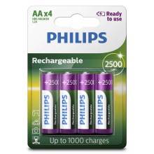 Philips R6B4RTU25/10 - 4 gab Uzlādējama baterija AA MULTILIFE NiMH/1,2V/2500 mAh
