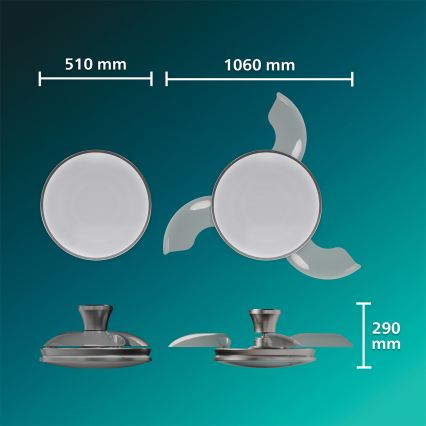 Philips - LED regulējams griestu gaismeklis ar ventilatoru ATLAS LED/35W/230V matēts hroms + tālvadība