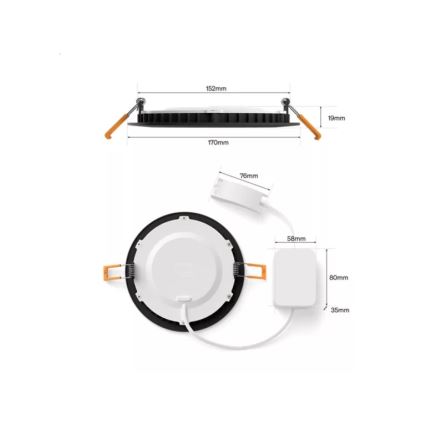 Philips - LED RGBW regulējams vannas istabas iebūvējams gaismeklis Hue SLIM LED/12W/230V 1000-20000K melns IP44