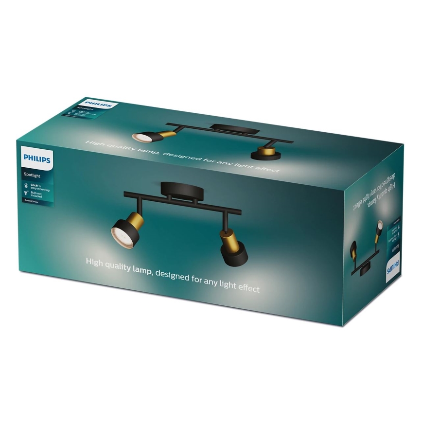 Philips - Starmetis CONDUIT 2xGU10/5W/230V melna/misiņš