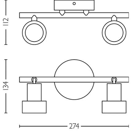 Philips - Starmetis CONDUIT 2xGU10/5W/230V melna/misiņš