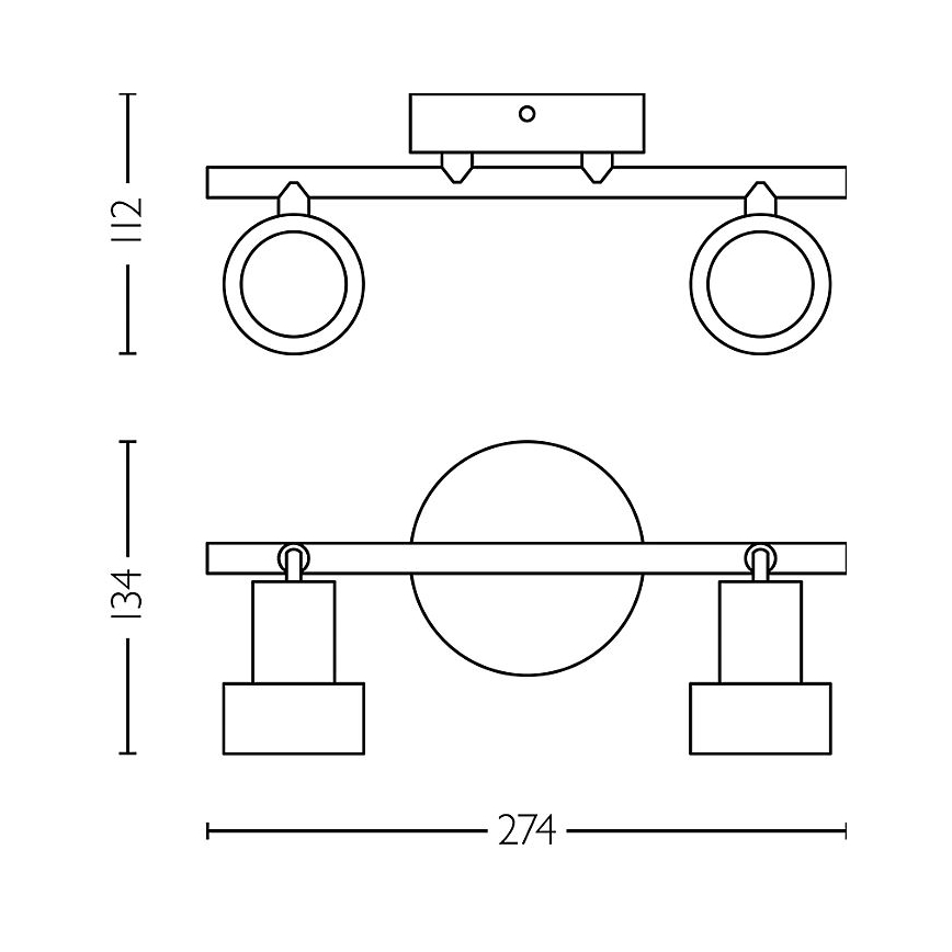 Philips - Starmetis CONDUIT 2xGU10/5W/230V melna/misiņš