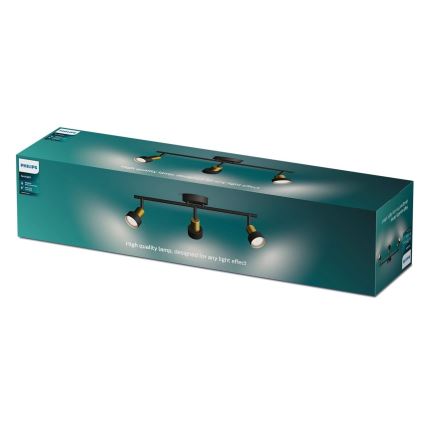 Philips - Starmetis CONDUIT 3xGU10/5W/230V melna/misiņš