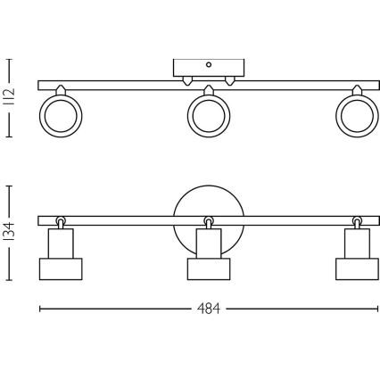 Philips - Starmetis CONDUIT 3xGU10/5W/230V melna/misiņš