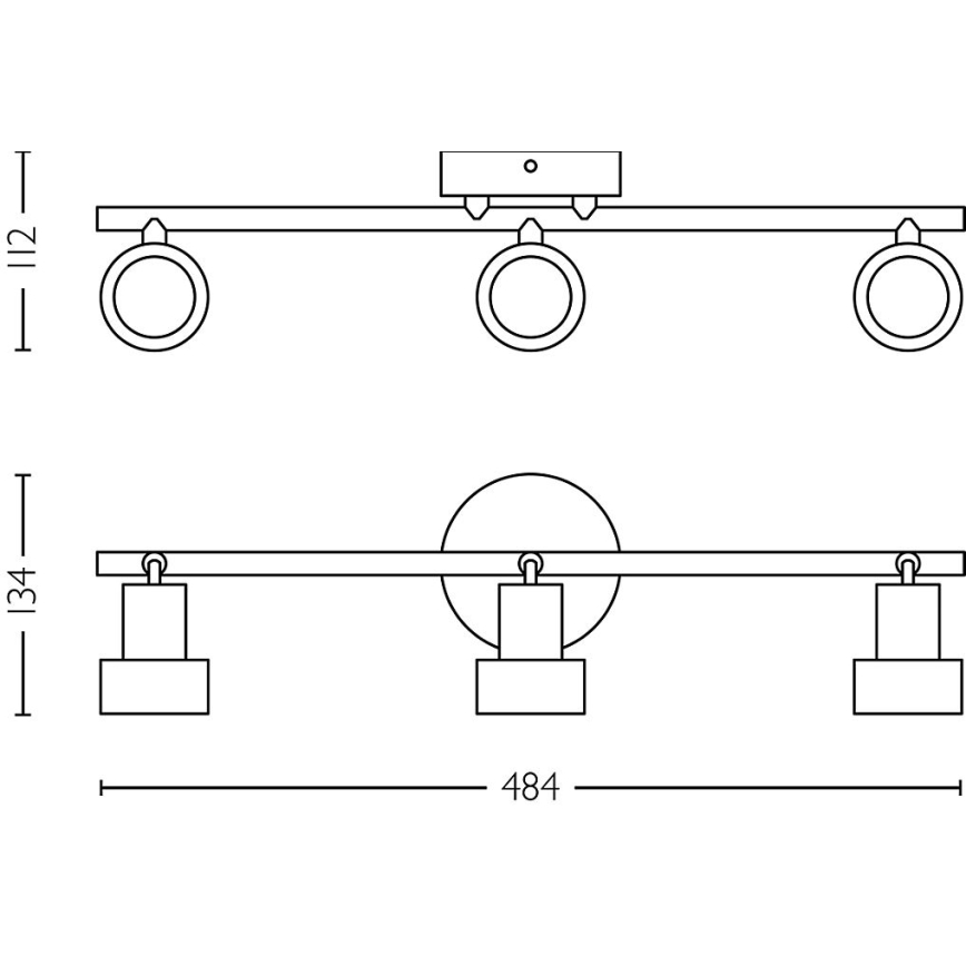 Philips - Starmetis CONDUIT 3xGU10/5W/230V melna/misiņš