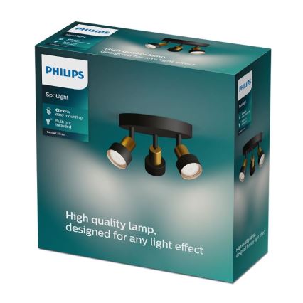 Philips - Starmetis CONDUIT 3xGU10/5W/230V melna/misiņš