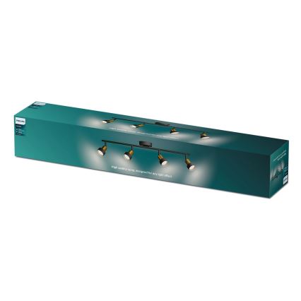 Philips - Starmetis CONDUIT 4xGU10/5W/230V melna/misiņš