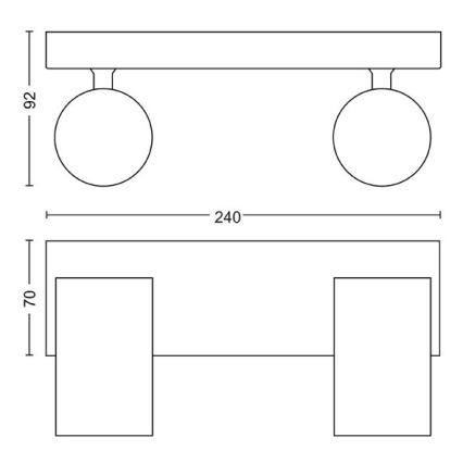 Philips - Starmetis KOSIPO 2xGU10/5,5W/230V balta
