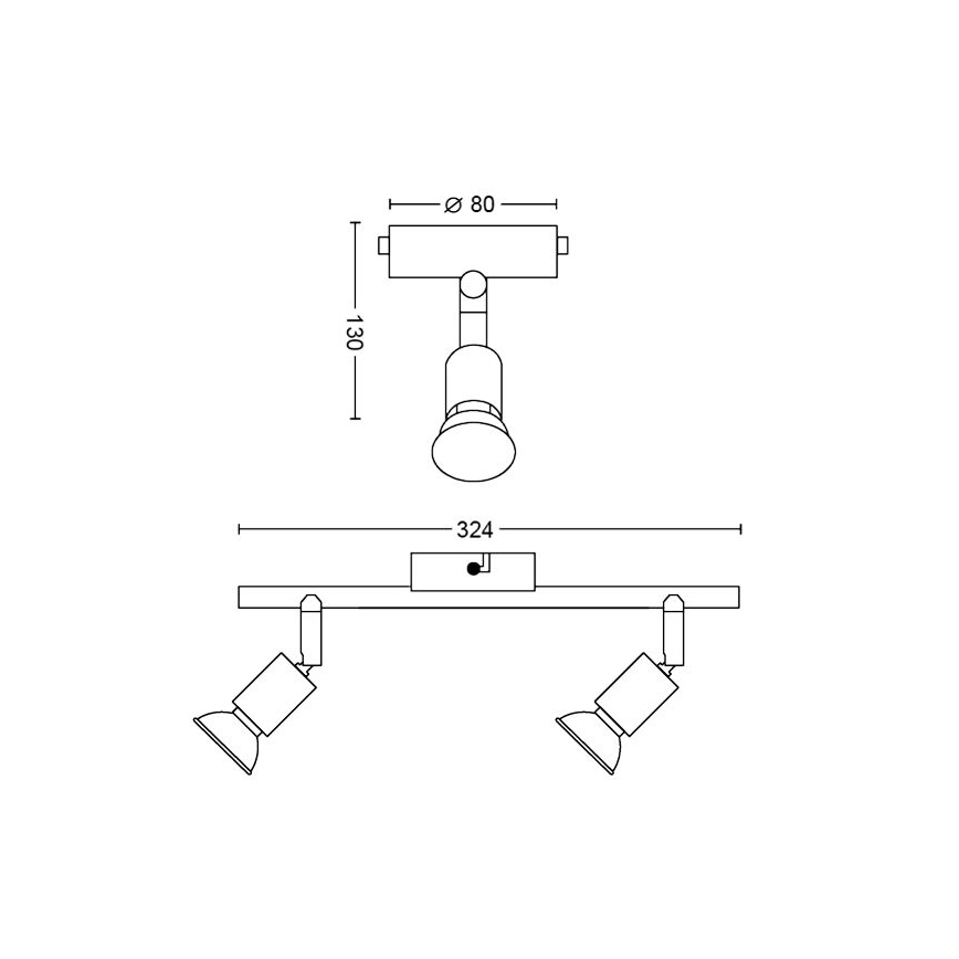 Philips - Starmetis 2xGU10/50W/230V melna