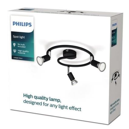 Philips - Starmetis 3xGU10/50W/230V melna