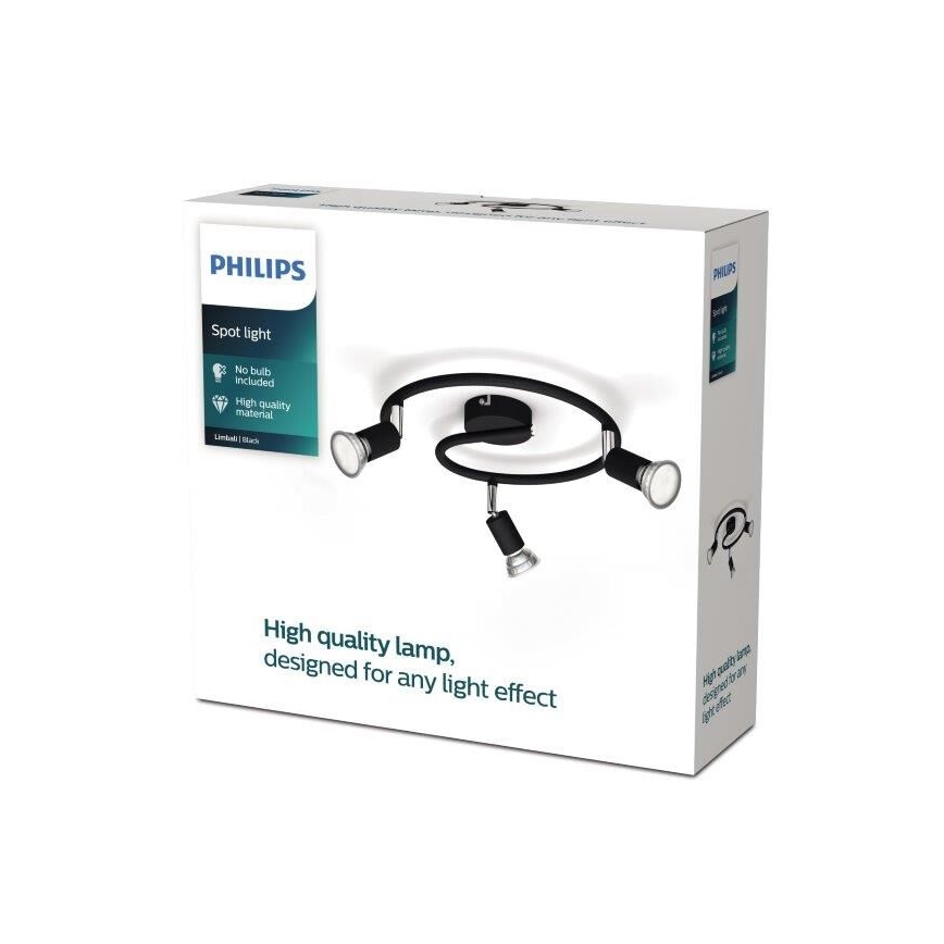 Philips - Starmetis 3xGU10/50W/230V melna