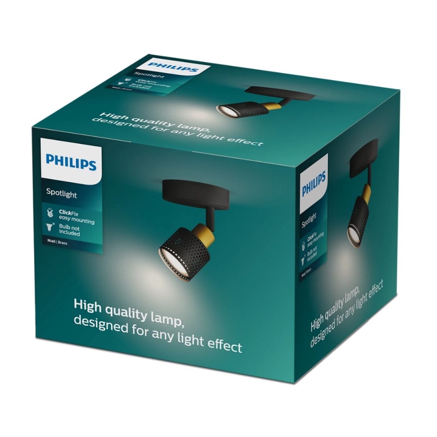 Philips - Starmetis NIALL 1xGU10/5W/230V melna/misiņš