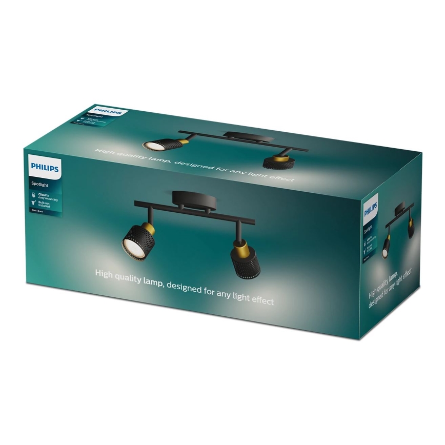 Philips - Starmetis NIALL 2xGU10/5W/230V melna/misiņš