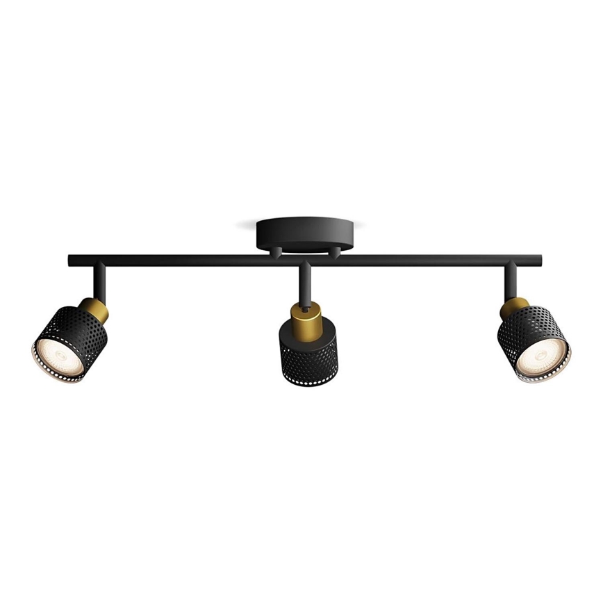 Philips - Starmetis NIALL 3xGU10/5W/230V melna/misiņš