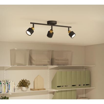 Philips - Starmetis NIALL 3xGU10/5W/230V melna/misiņš