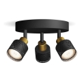 Philips - Starmetis NIALL 3xGU10/5W/230V melna/misiņš