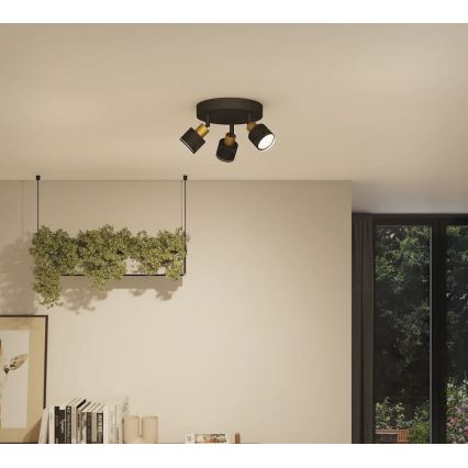 Philips - Starmetis NIALL 3xGU10/5W/230V melna/misiņš