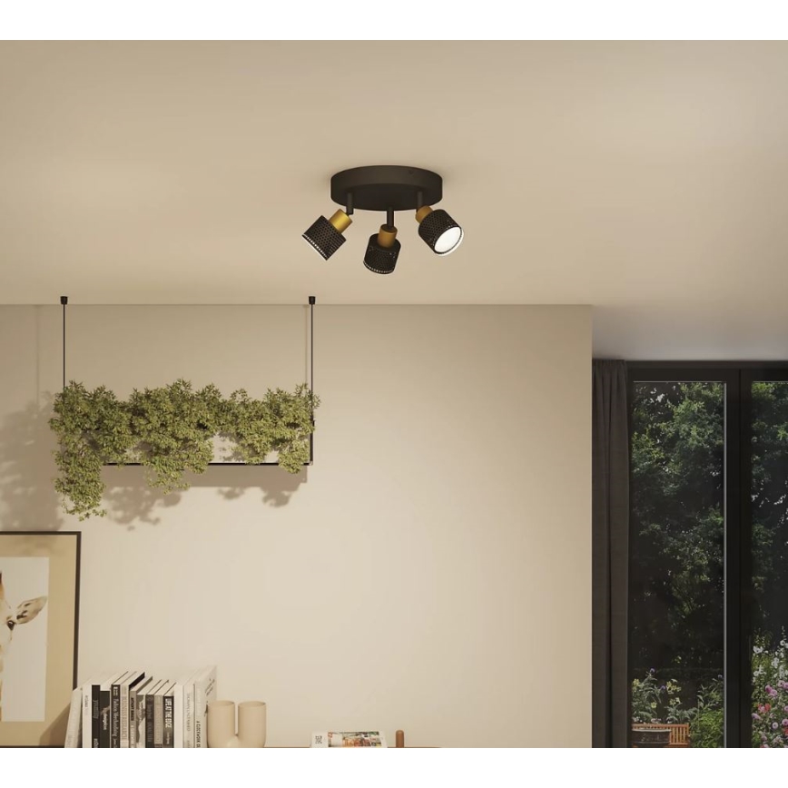 Philips - Starmetis NIALL 3xGU10/5W/230V melna/misiņš