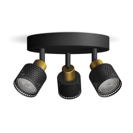 Philips - Starmetis NIALL 3xGU10/5W/230V melna/misiņš