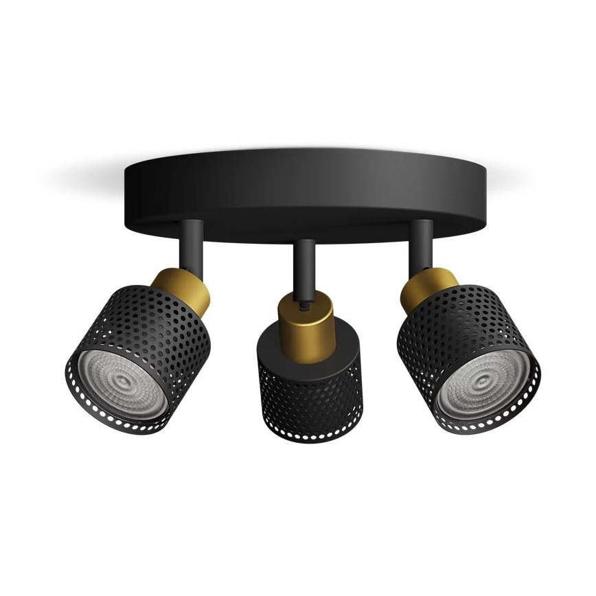 Philips - Starmetis NIALL 3xGU10/5W/230V melna/misiņš