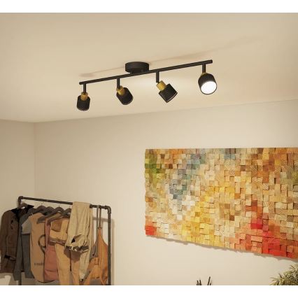 Philips - Starmetis NIALL 4xGU10/5W/230V melna/misiņš