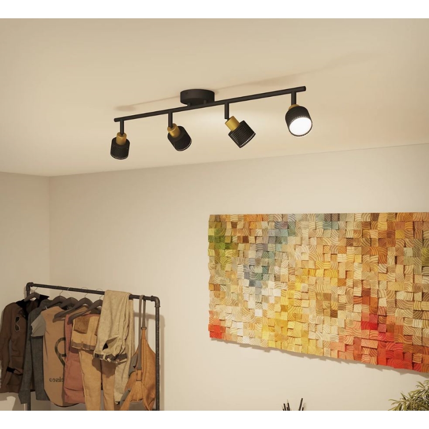Philips - Starmetis NIALL 4xGU10/5W/230V melna/misiņš