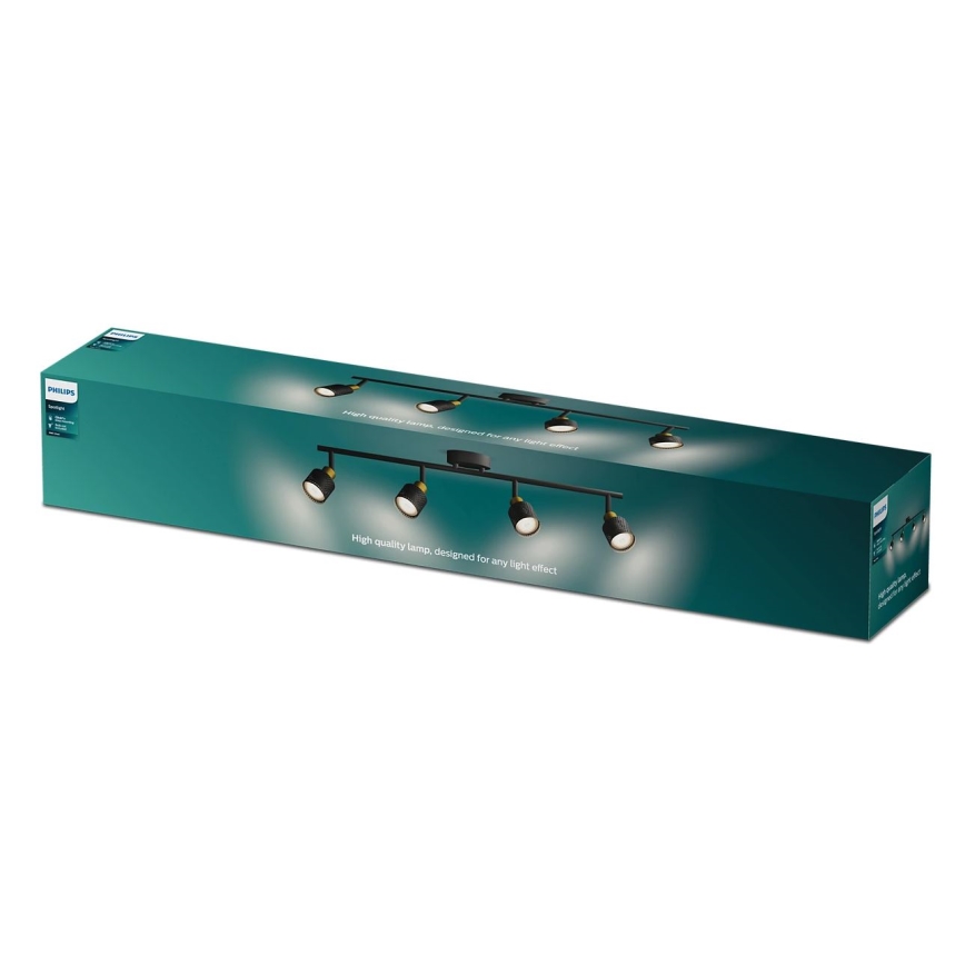 Philips - Starmetis NIALL 4xGU10/5W/230V melna/misiņš