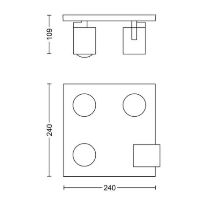 Philips - Starmetis 4xGU10/20W/230V melna