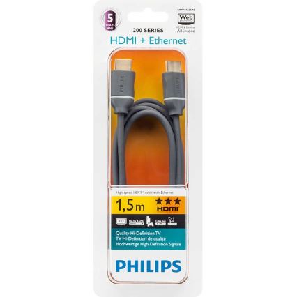 Philips SWV4432S/10 - HDMI vads ar Ethernet, HDMI 1.4 A savienotājs 1,5m pelēks