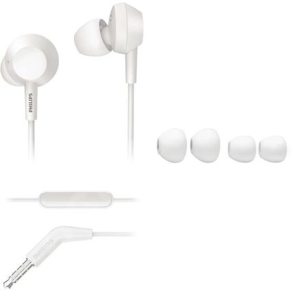 Philips TAE4105WT/00 - Austiņas ar mikrofonu JACK 3,5 mm balta