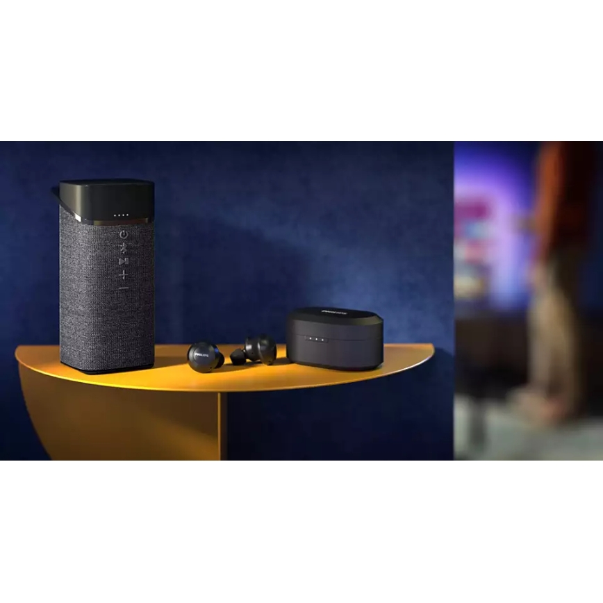 Philips TAT8505BK/00 - Bezvadu austiņas IPX4 2x 55 mAh + 560 mAh melna