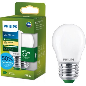 Philips ULTRAEFFICIENT P45 LED spuldze E27/1,2W/230V 2700K