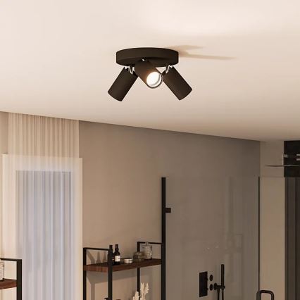 Philips - Vannas istabas starmetis IDRIS 3xGU10/5W/230V IP44 melna